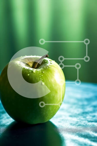 Σετ των 2 Intra Συλλεκτικό Ξύλινο Παζλ Plywood  4mm - Πράσινο μήλο στο τραπέζι | Φωτογραφία Αρχείου Σε Ξύλινο Κουτί - Διαστάσεις: 10x10 cm – 25 κομμάτια