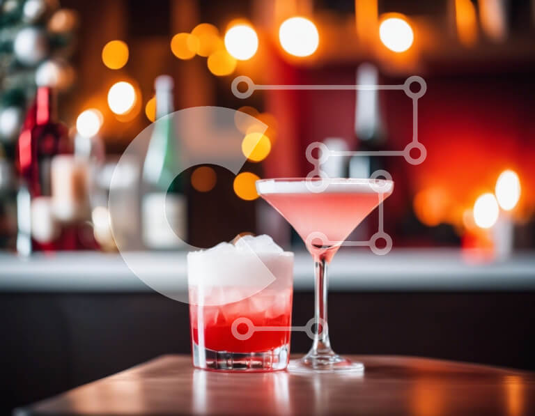 Σετ των 2 Intra Συλλεκτικό Ξύλινο Παζλ Plywood  4mm - Ποτήρια κοκτέιλ με αλκοολούχα ποτά και μπουκάλια ποτών Σε Ξύλινο Κουτί - Διαστάσεις: 10x10 cm – 25 κομμάτια