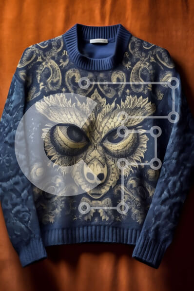 Intra Συλλεκτικό Ξύλινο Παζλ Plywood  4mm - Μοντέρνο μπλε πουλόβερ με σχέδιο Golden Dragon Σε Ξύλινο Κουτί - Διαστάσεις Puzzle: 10x10 cm – 25 κομμάτια