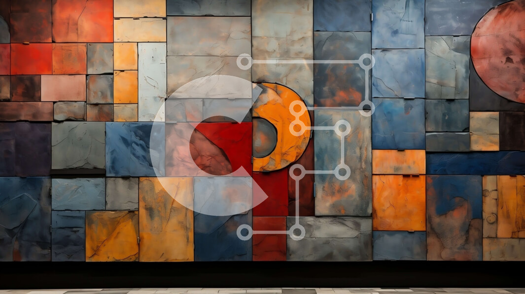 Intra Συλλεκτικό Ξύλινο Παζλ Plywood  4mm - Πολύχρωμη γεωμετρική τοιχογραφία με δυναμική κίνηση Σε Ξύλινο Κουτί - Διαστάσεις Puzzle: 10x10 cm – 25 κομμάτια