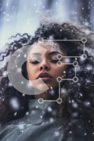 Intra Συλλεκτικό Ξύλινο Παζλ Plywood  4mm - Στοχαστική νεαρή γυναίκα που κοιτάζει ψηλά τις νιφάδες χιονιού Σε Ξύλινο Κουτί - Διαστάσεις Puzzle: 10x10 cm – 25 κομμάτια