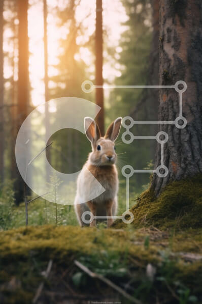 Σετ των 2 Intra Συλλεκτικό Ξύλινο Παζλ Plywood  4mm - Χαριτωμένη εικόνα ενός καφέ κουνελιού σε ένα ειρηνικό δάσος Σε Ξύλινο Κουτί - Διαστάσεις: 10x10 cm – 25 κομμάτια