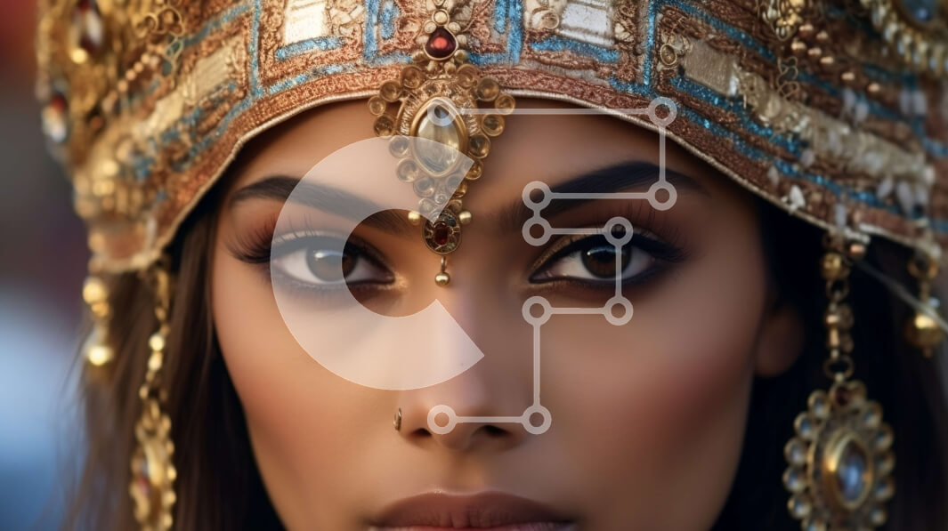 Σετ των 2 Intra Συλλεκτικό Ξύλινο Παζλ Plywood  4mm - Εκπληκτική Ινδή με παραδοσιακή κόμμωση και Μπίντι Σε Ξύλινο Κουτί - Διαστάσεις: 10x10 cm – 25 κομμάτια