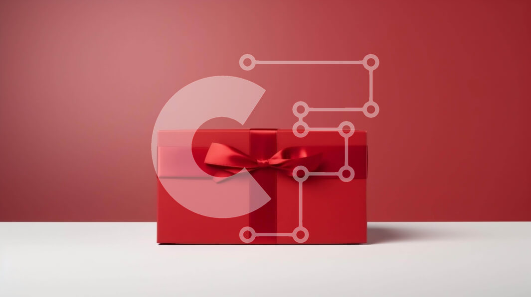 Intra Συλλεκτικό Ξύλινο Παζλ Plywood  4mm - Κόκκινο κουτί δώρου με φιόγκο σε πορτοκαλί φόντο Σε Ξύλινο Κουτί - Διαστάσεις Puzzle: 10x10 cm – 25 κομμάτια