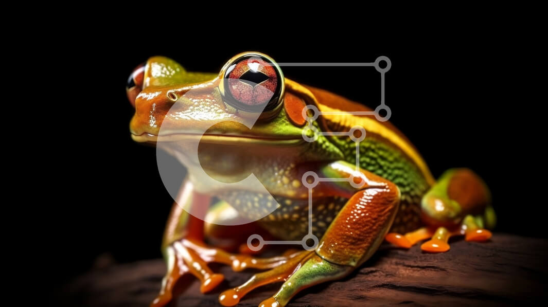 Σετ των 2 Intra Συλλεκτικό Ξύλινο Παζλ Plywood  4mm - Δονούμενος βάτραχος με κόκκινα μάτια που κάθεται σε ένα κούτσουρο Σε Ξύλινο Κουτί - Διαστάσεις: 10x10 cm – 25 κομμάτια