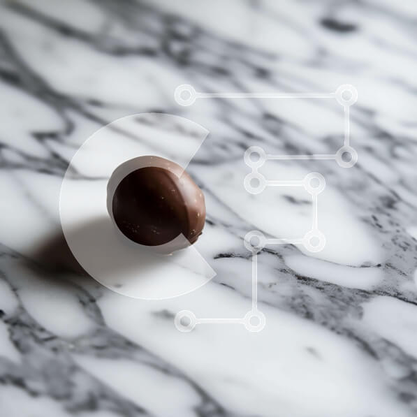 Σετ των 2 Intra Συλλεκτικό Ξύλινο Παζλ Plywood  4mm - Σοκολατένια μπάλα σε μαρμάρινο τραπέζι Σε Ξύλινο Κουτί - Διαστάσεις: 10x10 cm – 25 κομμάτια