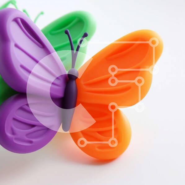 Intra Συλλεκτικό Ξύλινο Παζλ Plywood  4mm - Πολύχρωμα αντικείμενα σιλικόνης σε σχήμα πεταλούδας Σε Ξύλινο Κουτί - Διαστάσεις: 10x10 cm – 25 κομμάτια