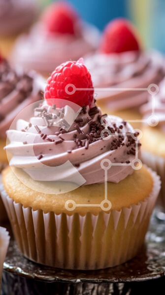 Intra Συλλεκτικό Ξύλινο Παζλ Plywood  4mm - Λαχταριστά σοκολατένια σμέουρα cupcakes με λευκό πάγωμα Σε Ξύλινο Κουτί - Διαστάσεις: 10x10 cm – 25 κομμάτια