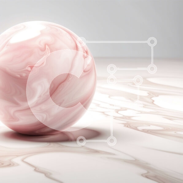 Intra Συλλεκτικό Ξύλινο Παζλ Plywood  4mm - Κομψή και κομψή ροζ μαρμάρινη μπάλα σε λευκή μαρμάρινη επιφάνεια Σε Ξύλινο Κουτί - Διαστάσεις: 10x10 cm – 25 κομμάτια