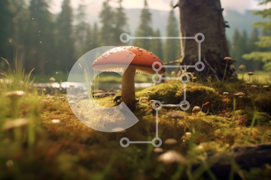 Intra Συλλεκτικό Ξύλινο Παζλ Plywood  4mm - Όμορφη εικόνα ενός κόκκινου μανιταριού σε ένα πράσινο λιβάδι Σε Ξύλινο Κουτί - Διαστάσεις: 10x10 cm – 25 κομμάτια