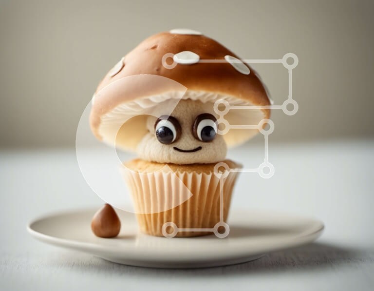 Σετ των 2 Intra Συλλεκτικό Ξύλινο Παζλ Plywood  4mm - Cupcake με μανιτάρια με φοντάν μάτια Σε Ξύλινο Κουτί - Διαστάσεις: 10x10 cm – 25 κομμάτια