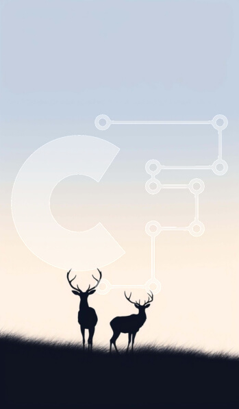 Σετ των 2 Intra Συλλεκτικό Ξύλινο Παζλ Plywood  4mm - Σιλουέτες ελαφιών ενάντια στο γαλάζιο του ουρανού Σε Ξύλινο Κουτί - Διαστάσεις: 10x10 cm – 25 κομμάτια