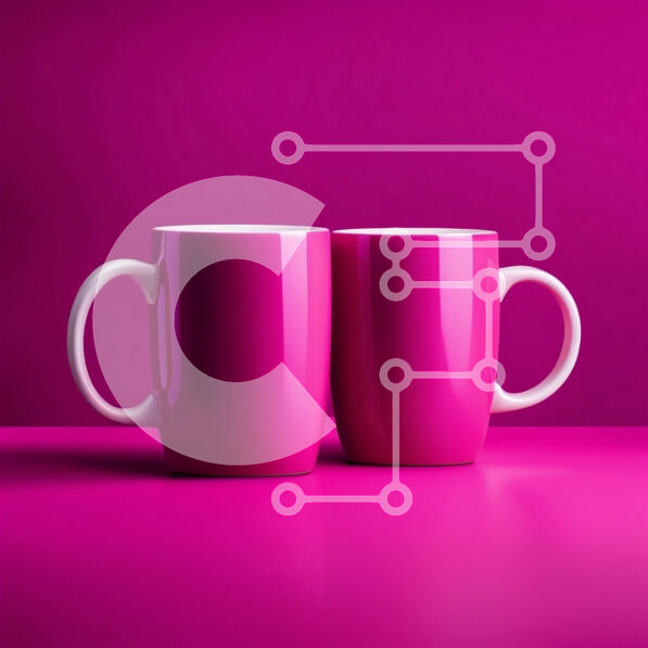 Intra Συλλεκτικό Ξύλινο Παζλ Plywood  4mm - Όμορφη εικόνα δύο ροζ κούπες σε ροζ φόντο Σε Ξύλινο Κουτί - Διαστάσεις: 10x10 cm – 25 κομμάτια