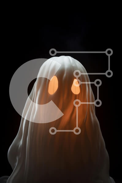 Intra Συλλεκτικό Ξύλινο Παζλ Plywood  4mm - Απόκοσμο φάντασμα με λαμπερά μάτια και ανοιχτό στόμα Σε Ξύλινο Κουτί - Διαστάσεις Puzzle: 10x10 cm – 25 κομμάτια