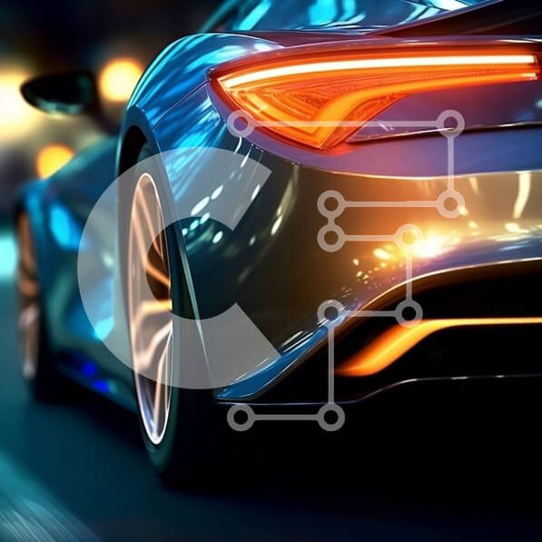 Intra Συλλεκτικό Ξύλινο Παζλ Plywood  4mm - Φουτουριστικό αυτοκίνητο οδήγηση στην οδό της πόλης τη νύχτα Σε Ξύλινο Κουτί - Διαστάσεις Puzzle: 10x10 cm – 25 κομμάτια