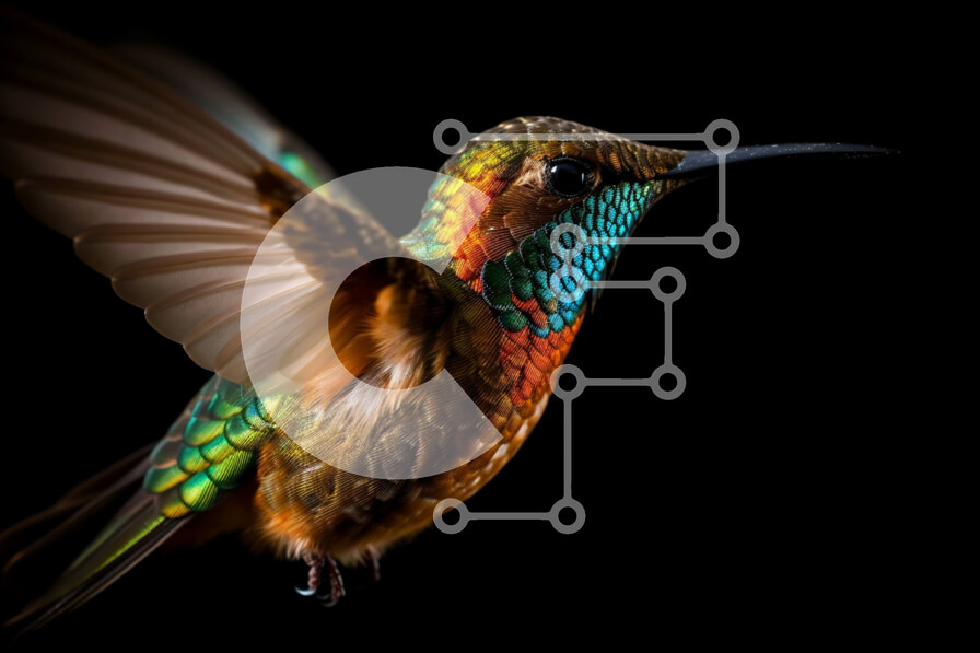 Σετ των 2 Intra Συλλεκτικό Ξύλινο Παζλ Plywood  4mm - Εκπληκτική εικόνα ενός πολύχρωμου κολιμπρί σε πτήση με ιριδίζοντα φτερά και μακρύ κυρτό ράμφος Σε Ξύλινο Κουτί - Διαστάσεις: 10x10 cm – 25 κομμάτια