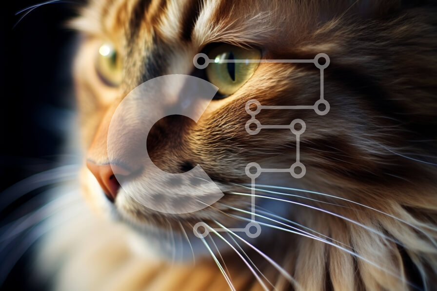 Σετ των 2 Intra Συλλεκτικό Ξύλινο Παζλ Plywood  4mm - Αξιολάτρευτο κοντινό πλάνο του προσώπου μιας γάτας με λαμπερά πράσινα μάτια Σε Ξύλινο Κουτί - Διαστάσεις: 10x10 cm – 25 κομμάτια