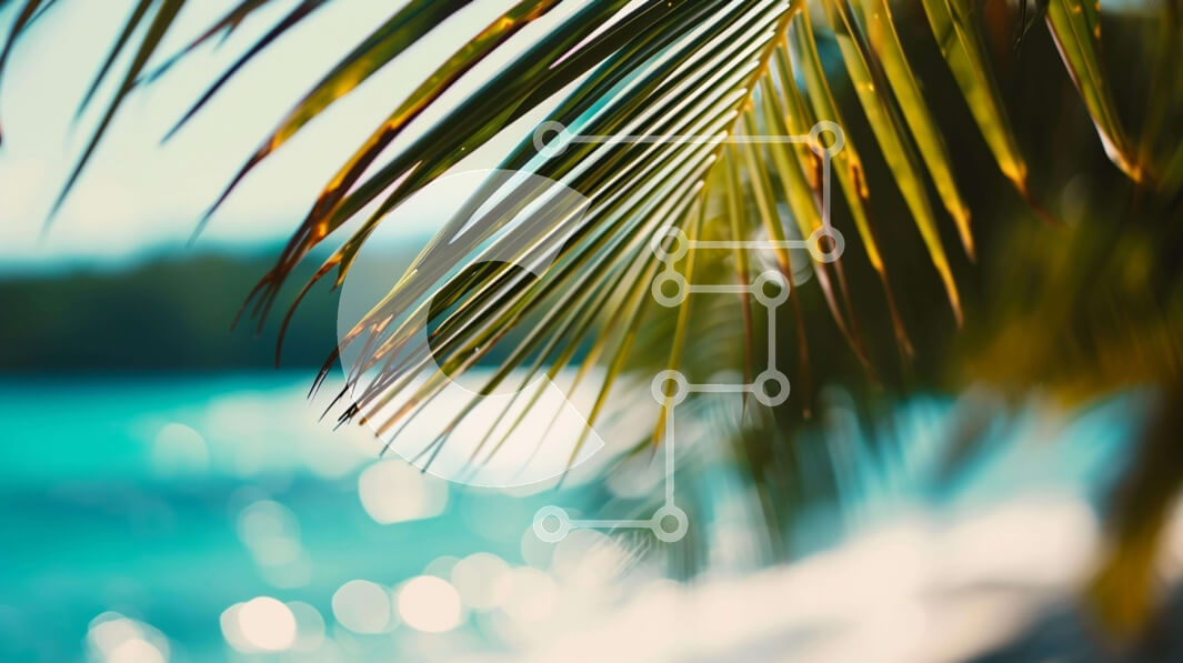 Intra Συλλεκτικό Ξύλινο Παζλ Plywood  4mm - Τροπικά φύλλα φοίνικα στην παραλία Σε Ξύλινο Κουτί - Διαστάσεις: 10x10 cm – 25 κομμάτια