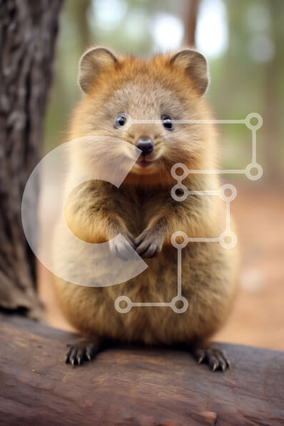 Σετ των 2 Intra Συλλεκτικό Ξύλινο Παζλ Plywood  4mm - Χαριτωμένη εικόνα ενός καφέ ζώου που κάθεται σε ένα κούτσουρο σε ένα δάσος Σε Ξύλινο Κουτί - Διαστάσεις: 10x10 cm – 25 κομμάτια