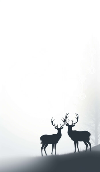 Σετ των 2 Intra Συλλεκτικό Ξύλινο Παζλ Plywood  4mm - Σιλουέτα δύο ελαφιών στο ομιχλώδες δάσος Σε Ξύλινο Κουτί - Διαστάσεις: 10x10 cm – 25 κομμάτια