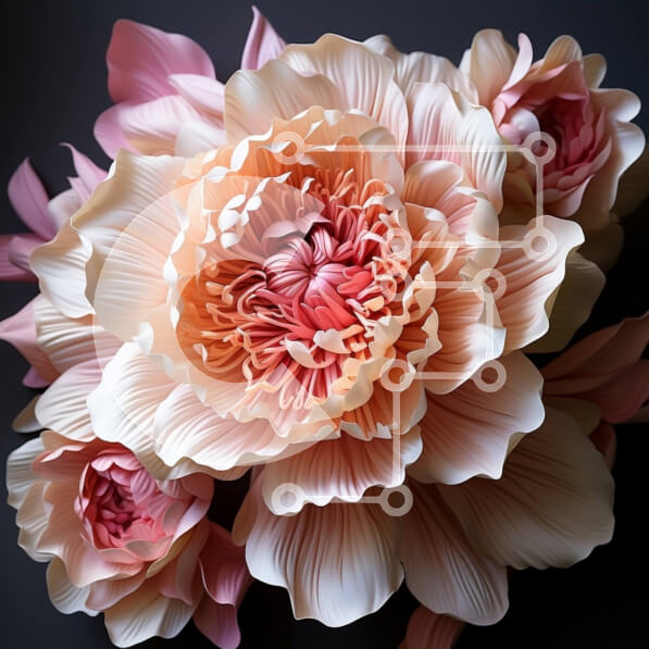 Intra Συλλεκτικό Ξύλινο Παζλ Plywood  4mm - Όμορφη εικόνα της ανθοδέσμης με ροζ παιώνιες σε δραματικό μαύρο φόντο Σε Ξύλινο Κουτί - Διαστάσεις: 10x10 cm – 25 κομμάτια