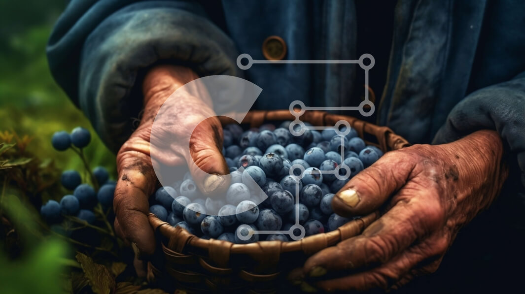 Intra Συλλεκτικό Ξύλινο Παζλ Plywood  4mm - Όμορφη εικόνα της ηλικιωμένης γυναίκας με τα ώριμα βατόμουρα σε ένα χωράφι Σε Ξύλινο Κουτί - Διαστάσεις: 10x10 cm – 25 κομμάτια