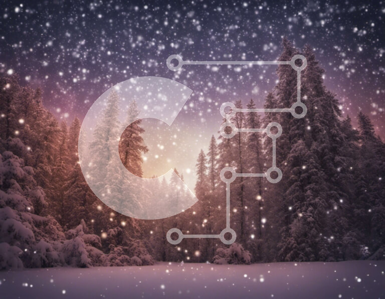 Intra Συλλεκτικό Ξύλινο Παζλ Plywood  4mm - Χιονισμένο δάσος με πεύκα και νιφάδες χιονιού που πέφτουν Σε Ξύλινο Κουτί - Διαστάσεις: 10x10 cm – 25 κομμάτια