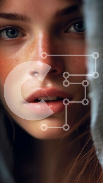 Intra Συλλεκτικό Ξύλινο Παζλ Plywood  4mm - Όμορφο πορτρέτο μιας νεαρής γυναίκας που φορά ένα γκρι κουκούλα Σε Ξύλινο Κουτί - Διαστάσεις Puzzle: 10x10 cm – 25 κομμάτια