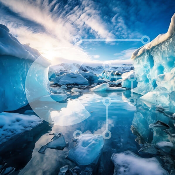 Intra Συλλεκτικό Ξύλινο Παζλ Plywood  4mm - Εκπληκτική θέα του παγετώνα και των βουνών σε μια καθαρή μέρα Σε Ξύλινο Κουτί - Διαστάσεις: 10x10 cm – 25 κομμάτια