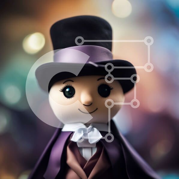 Intra Συλλεκτικό Ξύλινο Παζλ Plywood  4mm - Κομψός άντρας με καπέλο και μονόκλινο με σοβαρή έκφραση Σε Ξύλινο Κουτί - Διαστάσεις Puzzle: 10x10 cm – 25 κομμάτια