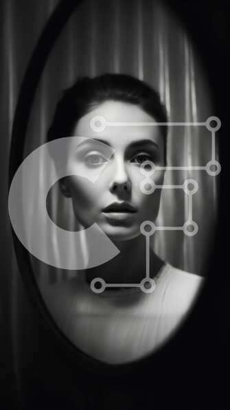 Intra Συλλεκτικό Ξύλινο Παζλ Plywood  4mm - Ασπρόμαυρο πορτρέτο μιας σοβαρής γυναίκας με λευκό φόρεμα Σε Ξύλινο Κουτί - Διαστάσεις Puzzle: 10x10 cm – 25 κομμάτια