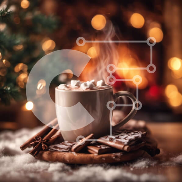 Σετ των 2 Intra Συλλεκτικό Ξύλινο Παζλ Plywood  4mm - Ζεστό κακάο με Marshmallows και ξυλάκια κανέλας Σε Ξύλινο Κουτί - Διαστάσεις: 10x10 cm – 25 κομμάτια