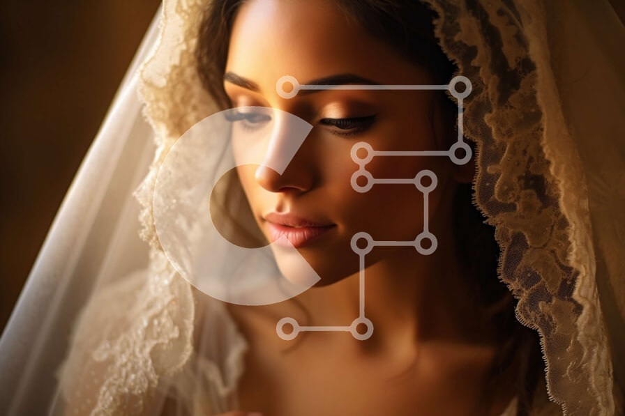 Intra Συλλεκτικό Ξύλινο Παζλ Plywood  4mm - Εκπληκτική νύφη με νυφικό με πέπλο που κοιτάζει στην απόσταση Σε Ξύλινο Κουτί - Διαστάσεις Puzzle: 10x10 cm – 25 κομμάτια