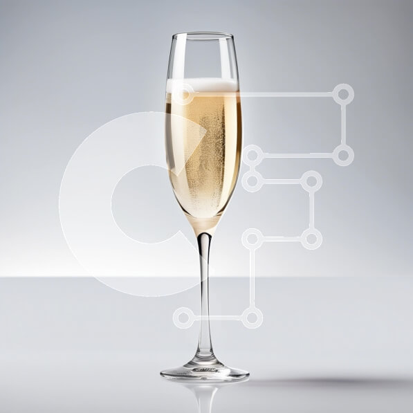 Σετ των 2 Intra Συλλεκτικό Ξύλινο Παζλ Plywood  4mm - Κομψό ποτήρι σαμπάνιας με φυσαλίδες να ανεβαίνουν στην κορυφή Σε Ξύλινο Κουτί - Διαστάσεις: 10x10 cm – 25 κομμάτια