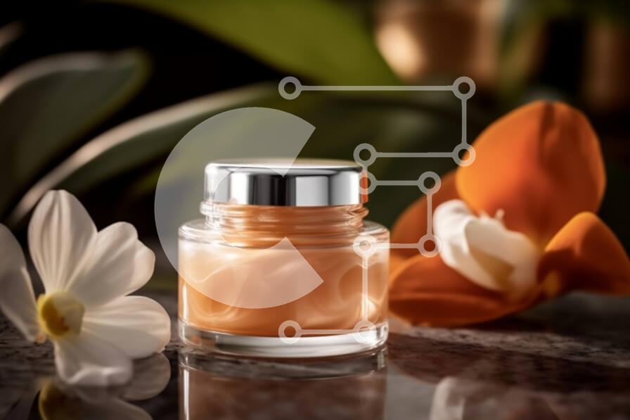 Intra Συλλεκτικό Ξύλινο Παζλ Plywood  4mm - Ενυδατική κρέμα σώματος με άνθη πορτοκαλιάς σε μικρό γυάλινο βάζο σε μαρμάρινη επιφάνεια Σε Ξύλινο Κουτί - Διαστάσεις Puzzle: 10x10 cm – 25 κομμάτια