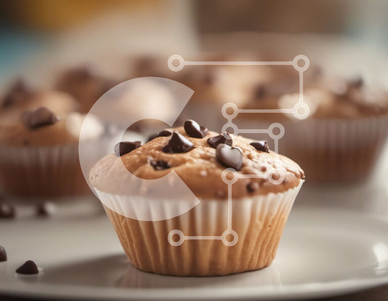 Σετ των 2 Intra Συλλεκτικό Ξύλινο Παζλ Plywood  4mm - Πιάτο Muffins με τσιπς σοκολάτας Σε Ξύλινο Κουτί - Διαστάσεις: 10x10 cm – 25 κομμάτια