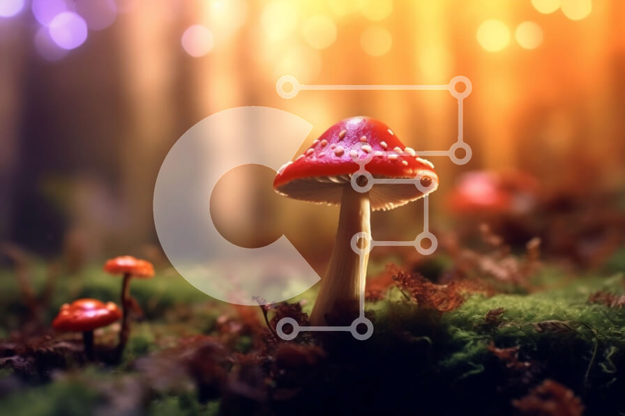 Intra Συλλεκτικό Ξύλινο Παζλ Plywood  4mm - Εκπληκτική εικόνα του κόκκινου μανιταριού στο δάσος με το φως του ήλιου Σε Ξύλινο Κουτί - Διαστάσεις: 10x10 cm – 25 κομμάτια