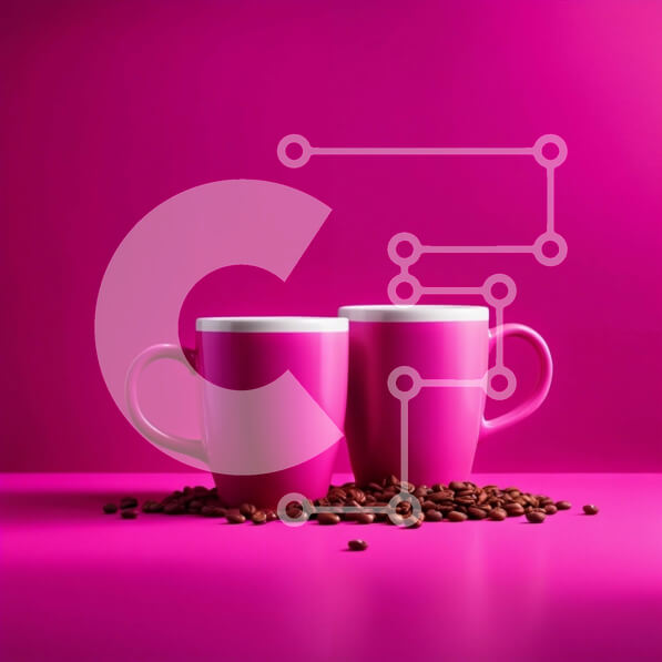 Σετ των 2 Intra Συλλεκτικό Ξύλινο Παζλ Plywood  4mm - Όμορφη εικόνα δύο ροζ κούπες γεμάτες με κόκκους καφέ Σε Ξύλινο Κουτί - Διαστάσεις: 10x10 cm – 25 κομμάτια