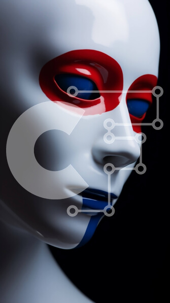 Intra Συλλεκτικό Ξύλινο Παζλ Plywood  4mm - Λευκό μανεκέν με κόκκινο, λευκό και μπλε ζωγραφισμένο πρόσωπο Σε Ξύλινο Κουτί - Διαστάσεις Puzzle: 10x10 cm – 25 κομμάτια