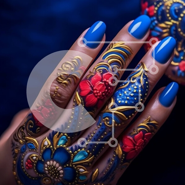 Σετ των 2 Intra Συλλεκτικό Ξύλινο Παζλ Plywood  4mm - Κοντινή εικόνα του γυναικείου χεριού με όμορφα σχέδια χέννας Σε Ξύλινο Κουτί - Διαστάσεις: 10x10 cm – 25 κομμάτια