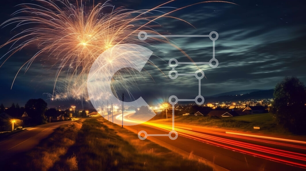 Intra Συλλεκτικό Ξύλινο Παζλ Plywood  4mm - Εκπληκτικά πυροτεχνήματα φωτίζουν τον νυχτερινό ουρανό πάνω από μια πόλη Σε Ξύλινο Κουτί - Διαστάσεις Puzzle: 10x10 cm – 25 κομμάτια