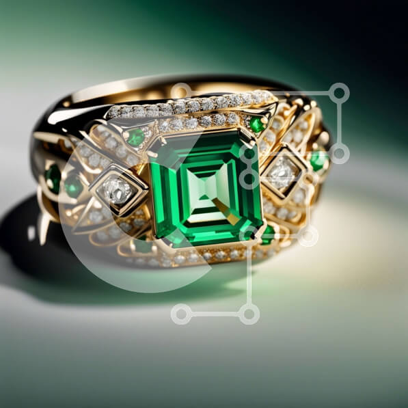 Σετ των 2 Intra Συλλεκτικό Ξύλινο Παζλ Plywood  4mm - Εκπληκτικό πράσινο σμαραγδένιο δαχτυλίδι με διαμαντένιες αποχρώσεις Σε Ξύλινο Κουτί - Διαστάσεις: 10x10 cm – 25 κομμάτια