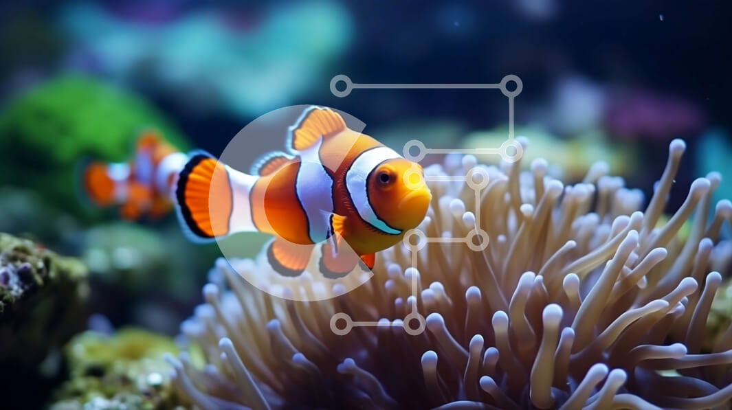 Intra Συλλεκτικό Ξύλινο Παζλ Plywood  4mm - Ψάρι κλόουν που κολυμπά σε μια ανεμώνη Σε Ξύλινο Κουτί - Διαστάσεις: 10x10 cm – 25 κομμάτια