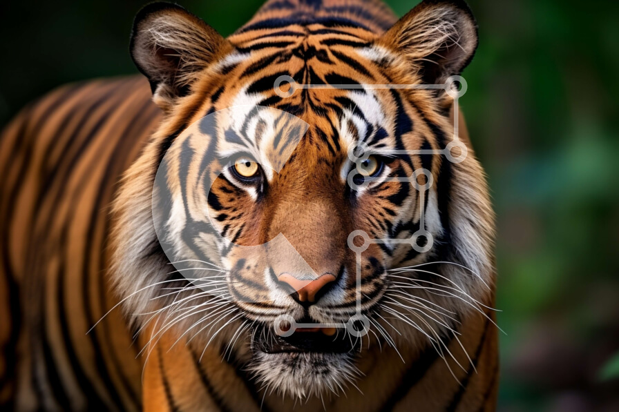 Σετ των 2 Intra Συλλεκτικό Ξύλινο Παζλ Plywood  4mm - Άγριος Τίγρης που κοιτάζει απευθείας την κάμερα Σε Ξύλινο Κουτί - Διαστάσεις: 10x10 cm – 25 κομμάτια