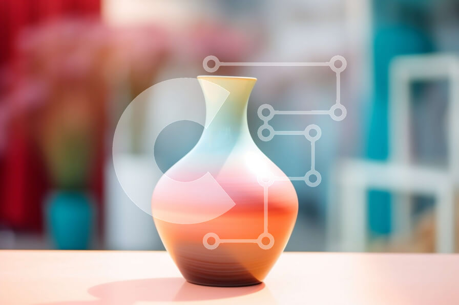 Intra Συλλεκτικό Ξύλινο Παζλ Plywood  4mm - Πολύχρωμο βάζο σε ανοιχτό τραπέζι σε εσωτερικό σκηνικό Σε Ξύλινο Κουτί - Διαστάσεις Puzzle: 10x10 cm – 25 κομμάτια