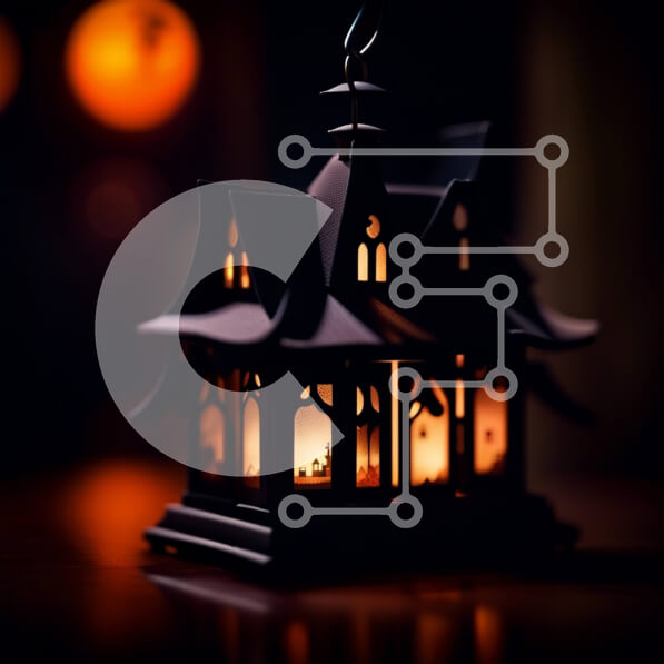 Intra Συλλεκτικό Ξύλινο Παζλ Plywood  4mm - Όμορφη εικόνα ενός σπιτιού σε γοτθικό στιλ με ένα αναμμένο κερί τη νύχτα Σε Ξύλινο Κουτί - Διαστάσεις: 10x10 cm – 25 κομμάτια