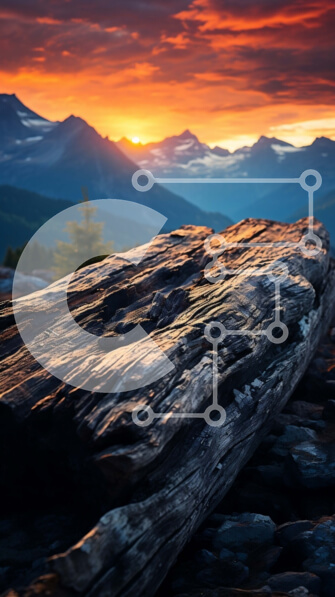 Σετ των 2 Intra Συλλεκτικό Ξύλινο Παζλ Plywood  4mm - Όμορφο ηλιοβασίλεμα πάνω από την οροσειρά με σύνδεση στο πρώτο πλάνο Σε Ξύλινο Κουτί - Διαστάσεις: 10x10 cm – 25 κομμάτια