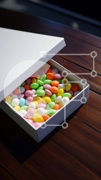 Intra Συλλεκτικό Ξύλινο Παζλ Plywood  4mm - Πολύχρωμη ποικιλία καραμέλας σε λευκό κουτί Σε Ξύλινο Κουτί - Διαστάσεις: 10x10 cm – 25 κομμάτια