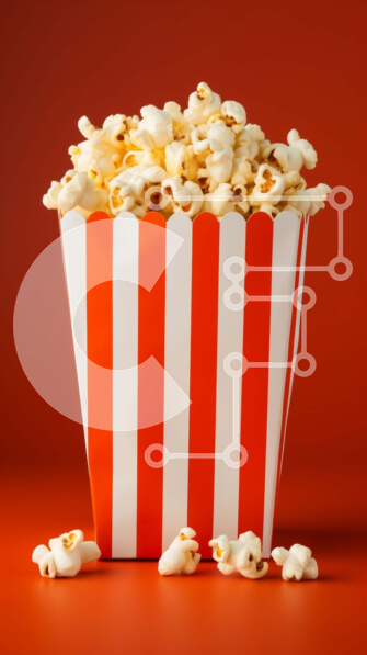 Intra Συλλεκτικό Ξύλινο Παζλ Plywood  4mm - Κόκκινο και άσπρο κουβά για ποπ κορν με υπερχειλισμένους πυρήνες Σε Ξύλινο Κουτί - Διαστάσεις: 10x10 cm – 25 κομμάτια