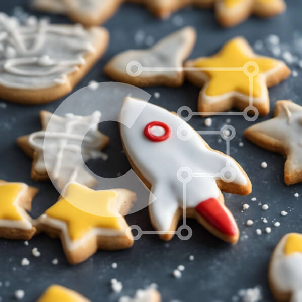 Σετ των 2 Intra Συλλεκτικό Ξύλινο Παζλ Plywood  4mm - Cookies με θέμα το διάστημα με αστέρια και ρουκέτες Σε Ξύλινο Κουτί - Διαστάσεις: 10x10 cm – 25 κομμάτια